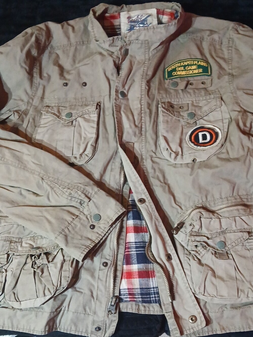 Men's Military-Style Field Jacket in Khaki with Patch Details